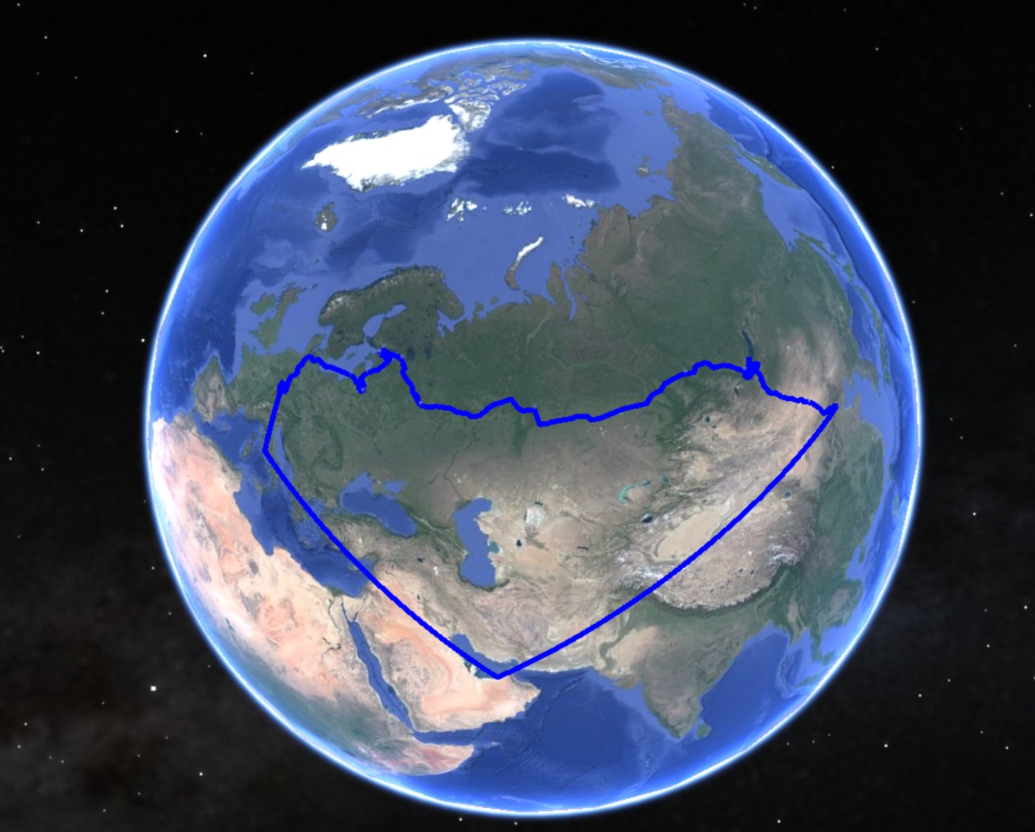 Reiseroute auf Google Earth